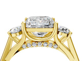 Yellow gold Princess Cut Diamond Three-Stone Engagement Ring with Prong Setting and Pavé Band_7