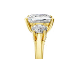 Yellow gold Princess Cut Diamond Three-Stone Engagement Ring with Prong Setting and Pavé Band_8