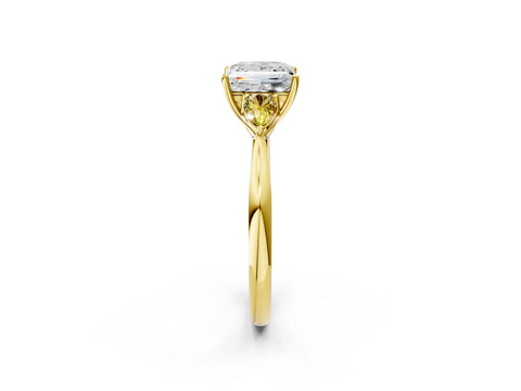 Yellow gold Princess Cut Diamond Three-Stone Ring with Pear with Yellow Sapphire side stone Side Stones and Prong Setting_2