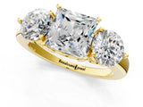 Yellow gold Princess Cut Diamond Three-Stone Ring with Prong Setting and Classic Band_123