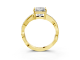 Yellow gold Princess Cut Diamond Twisted Band Engagement Ring with Prong Setting_18