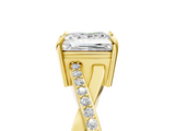 Yellow gold Princess Cut Diamond Twisted Band Engagement Ring with Prong Setting_20