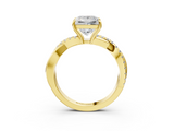 Yellow gold Princess Cut Diamond Twisted Band with Pavé Setting and Four-Prong Setting_33