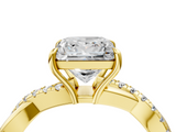 Yellow gold Princess Cut Diamond Twisted Band with Pavé Setting and Four-Prong Setting_34