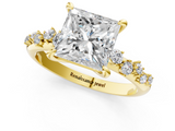 Yellow gold Princess Cut Diamond Vine Band with Four-Prong Setting_46