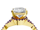 Yellow gold Princess Cut Diamond with Amethyst side stone Halo Twist Band Solitaire Prong Setting Ring_28