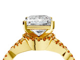 Yellow gold Princess Cut Diamond with Citrine side stone Halo Twist Band Solitaire Prong Setting Ring_28
