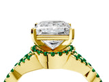 Yellow gold Princess Cut Diamond with Emerald side stone Halo Twist Band Solitaire Prong Setting Ring_28