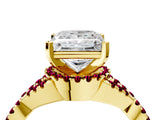 Yellow gold Princess Cut Diamond with Garnet side stone Halo Twist Band Solitaire Prong Setting Ring_28