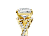 Yellow gold Princess Cut Diamond with Moissanite side stone Halo Twist Band Solitaire Prong Setting Ring_29