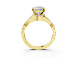 Yellow gold Princess Cut Diamond with Moissanite side stone Halo Twist Band Solitaire Prong Setting Ring_33