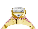 Yellow gold Princess Cut Diamond with Pink Sapphire side stone Halo Twist Band Solitaire Prong Setting Ring_34