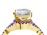 Yellow gold Princess Cut Diamond with Tanzanite side stone Halo Twist Band Solitaire Prong Setting Ring_28