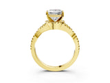 Yellow gold Princess Cut Diamond with Yellow Sapphire side stone Halo Twist Band Solitaire Prong Setting Ring_15