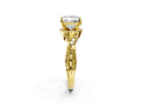 Yellow gold Princess Cut Diamond with Yellow Sapphire side stone Halo Twist Band Solitaire Prong Setting Ring_32