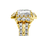 Yellow gold Princess Cut Double Halo Diamond Engagement Ring with Pave Band and Four-Prong Setting_47