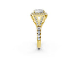 Yellow gold Princess Cut Double Halo Split Shank Diamond Ring with Prong Setting_51