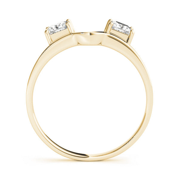 Yellow gold Princess-Cut Dual Stone Open Band with Four-Prong Setting 1