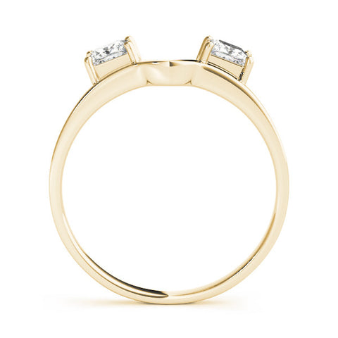 Yellow gold Princess-Cut Dual Stone Open Band with Four-Prong Setting 1