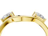 Yellow gold Princess-Cut Dual Stone Open Band with Four-Prong Setting_8