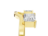 Yellow gold Princess-Cut Dual Stone Open Band with Four-Prong Setting_9