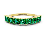 Yellow gold Princess Cut Emerald Channel-Set Eternity Band with Prong Setting_6