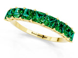Yellow gold Princess Cut Emerald Channel-Set Eternity Band with Prong Setting_7