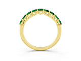 Yellow gold Princess Cut Emerald Channel-Set Eternity Band with Prong Setting_9