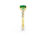 Yellow gold Princess Cut Emerald Cluster Side Stone Solitaire Ring with Prong Setting_26