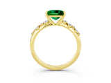 Yellow gold Princess Cut Emerald Cluster Side Stone Solitaire Ring with Prong Setting_27