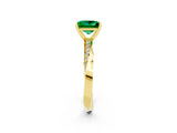 Yellow gold Princess Cut Emerald Engagement Ring with Side Stone Accents and Four-Prong Setting_62