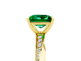 Yellow gold Princess Cut Emerald Engagement Ring with Side Stone Accents and Four-Prong Setting_65