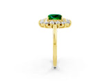 Yellow gold Princess Cut Emerald Floral Double Halo Engagement Ring with Prong Setting_74