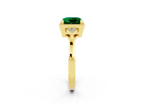 Yellow gold Princess Cut Emerald Halo Ring with Tapered Band and Four-Prong Setting_2