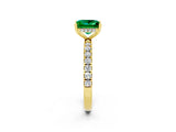Yellow gold Princess Cut Emerald Pave Band Solitaire Ring with Four-Prong Setting_26