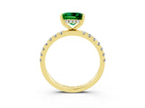 Yellow gold Princess Cut Emerald Pave Band Solitaire Ring with Four-Prong Setting_27