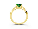 Yellow gold Princess Cut Emerald Solitaire Celtic Knot Ring with Four-Prong Setting_15