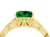 Yellow gold Princess Cut Emerald Solitaire Celtic Knot Ring with Four-Prong Setting_16