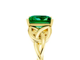 Yellow gold Princess Cut Emerald Solitaire Celtic Knot Ring with Four-Prong Setting_17