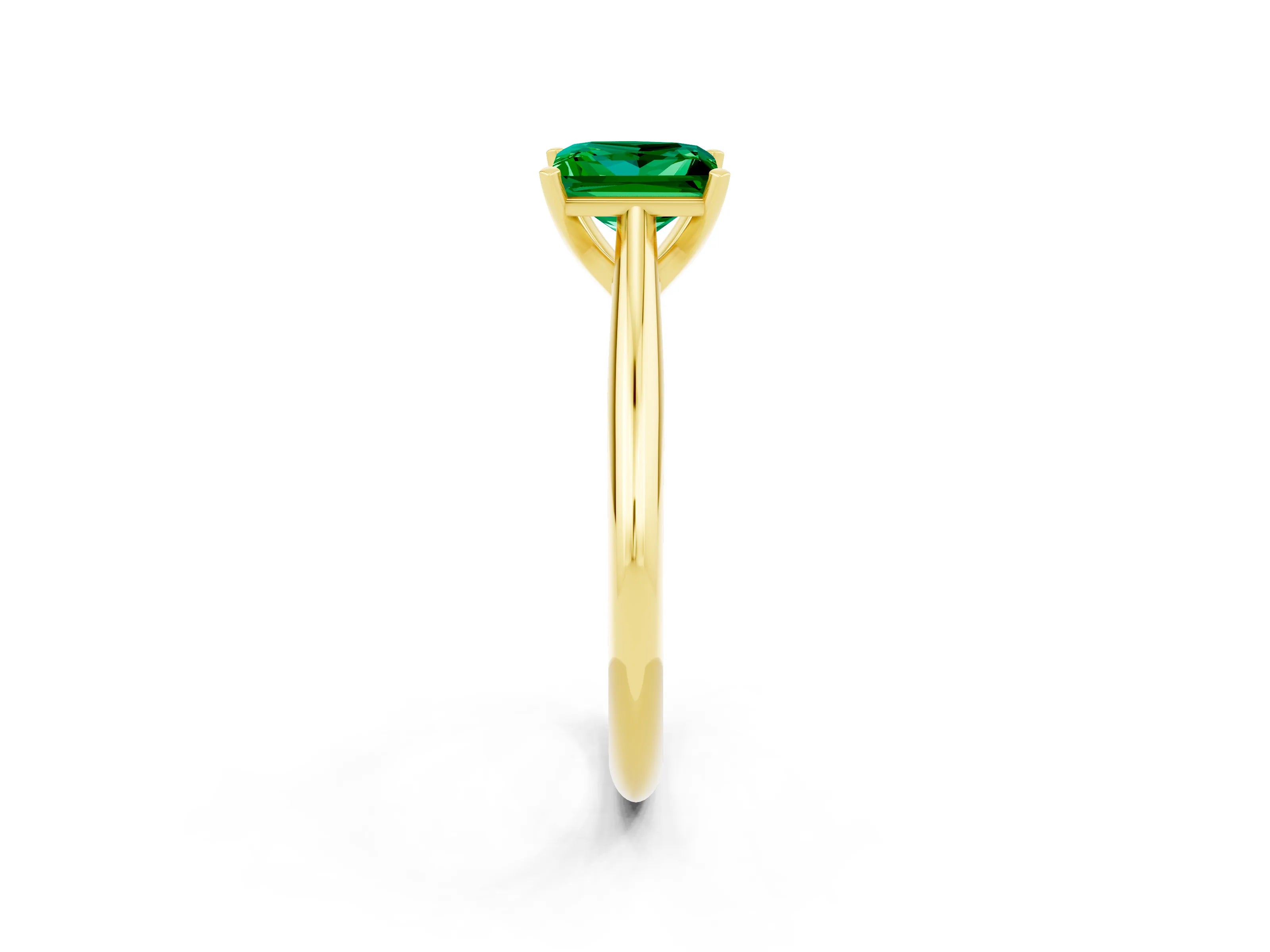 Yellow gold Princess Cut Emerald Solitaire Engagement Ring with Cathedral Setting and Four-Prong Mount_14