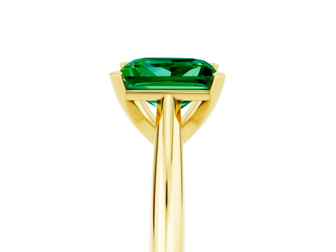 Yellow gold Princess Cut Emerald Solitaire Engagement Ring with Cathedral Setting and Four-Prong Mount_17