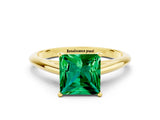 Yellow gold Princess Cut Emerald Solitaire Engagement Ring with Cathedral Setting and Four-Prong Mount_18