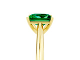 Yellow gold Princess Cut Emerald Solitaire Engagement Ring with Cathedral Setting and Four-Prong Mount_23