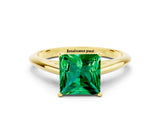 Yellow gold Princess Cut Emerald Solitaire Engagement Ring with Cathedral Setting and Four-Prong Mount_36