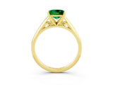 Yellow gold Princess Cut Emerald Solitaire Engagement Ring with Cathedral Setting and Four-Prong Mount_39