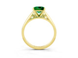 Yellow gold Princess Cut Emerald Solitaire Engagement Ring with Cathedral Setting and Four-Prong Mount_69