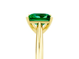 Yellow gold Princess Cut Emerald Solitaire Engagement Ring with Cathedral Setting and Four-Prong Mount_71