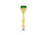 Yellow gold Princess Cut Emerald Solitaire Engagement Ring with Celtic Knot Band and Four-Prong Setting_2