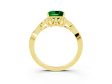 Yellow gold Princess Cut Emerald Solitaire Engagement Ring with Celtic Knot Band and Four-Prong Setting_3