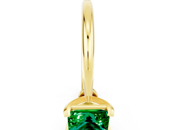 Yellow gold Princess Cut Emerald Solitaire Engagement Ring with Classic Band and Four-Prong Setting